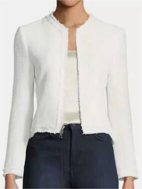 Theory Spring Boucle Zip-Front Flounce Jacket